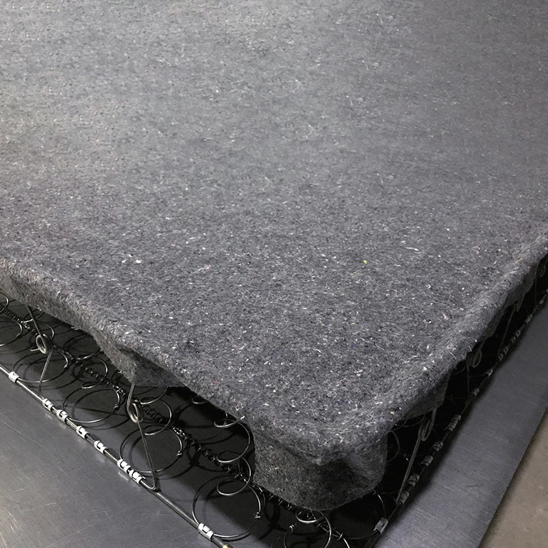 A variety of mattress accessories including border frames, spring supports, mattress tapes, staples, steel wire, and felt padding, essential for mattress construction and durability